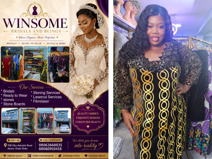 Winsome Bridals & Blings: Redefining Bridal Fashion and Luxury Stoning in Ondo State